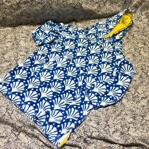 Boden toweling swim cover up blue white 3 4